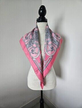 Hermes silk scarf pink / gray "les tuileries" 90X90cm made in France authentic